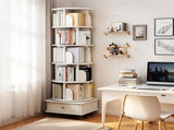 6 Tier Rotating Bookshelf, 360&deg Display Round Spinning Bookshelf with Wheels and Drawer, 85969050