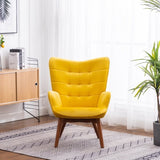 ZNTS Leiria Contemporary Silky Velvet Tufted Accent Chair with Ottoman, Yellow T2574P164275