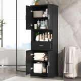 ZNTS Tall Bathroom Cabinet with Four Doors, Large Storage Space Open Shelve, Upper Storage Cabinet, Black 41680968