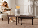 360 degree rotatable coffee table with walnut color wood grain OAK veneer tabletop for living room, W2899P372751