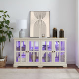 LED Curio Display Cabinet Antique Display Cabinet with Glass Doors Adjustable Shelves for W2275P231690