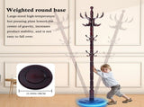 Freestanding Wooden Coat Rack, Vintage Natural Birch Wood Coat Tree with Hooks, Sturdy Hall Tree for 82778419