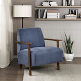 Modern Design 1pc Accent Chair Blue Corduroy Seat Cushions Solid Wood Living Room Furniture B011P283276