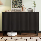 ON-TREND Minimalist Shoe Cabinet with 5 Solid Wood Legs, Cream Style Sideboard Buffet Cabinet with N721P205785B