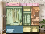 Wardrobe with 5 Doors 2 Drawers 2 Open Shelves Particleboard Unit with 1 Mirrored Door and 4 Hooks 31107495