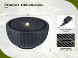17.5" Gray Stone Sphere Water Fountain with 6 LED Lights Indoor Outdoor Water Feature 44486514
