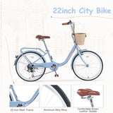 7 Speed City Bike With Basket , Steel Frame,Multiple Colors 22 Inch Girls Bicycle W1019P206926