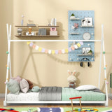 Metal Twin Size House Platform Bed with Triangle Structure, White WF307193AAK