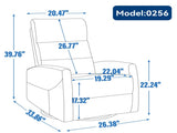 Manual Recliner Chair with Rocker and Swivel in Fabric for Living Room, Grey 73990766