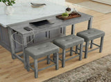 59 Inch Bar, Dining, Sofa with Power Outlet, 3 Upholstered Stools, 4 Piece Bar 81873014