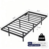 Black Twin Size Floating Platform Metal Bed Frame - 14 Inch Height, Built-in LED Strip Light & Power 81066518