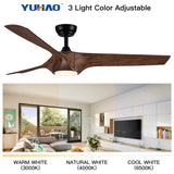 56 In.Intergrated LED Ceiling Fan with Brown Wood Grain ABS Blade W1367P182867