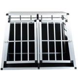 ZNTS Double Doors Pet Car Transport Cage Aluminium Puppy Travel Crate Box Trapezoidal Kennel Dog Cat 79060182