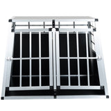 Double Doors Pet Car Transport Cage Aluminium Puppy Travel Crate Box Trapezoidal Kennel Dog Cat 79060182