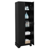 ZNTS Storage Cabinet with Two Doors for Bathroom, Office, Adjustable Shelf, MDF Board, Black N725P181207B