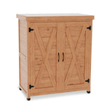 Potting Bench with Storage Cabinet and Metal Table Top for Outdoor Patio,Outdoor Work Station Table W1390P189992