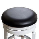 30" Bar Stool, White Finish, Black Leather Seat B04660737