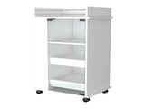 Willow Park Glass Door Bar Cart with Bottle Holder and Casters White B062111723