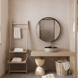 31.5 Inch Surface Mount Round Metal Framed Medicine Cabinet with Mirror and Adjustable Shelves Black W1435P194674