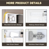 Aluminium Medicine Cabinet Mirror, 35 x 28 Inches Medicine Cabinet with 3 Colors LED Light and W2700P269439