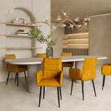 Modern Velvet Dining Chairs 2-Piece Set - Soft Cushioned Seats with Iron Frames in Mustard Yellow N842P284568Y