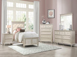 Silver Finish 1pc Nightstand of Textural Drawer Fronts Polished Knobs Modern Traditional Bedroom B01147612