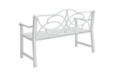 Outdoor Garden Patio Bench,Iron Metal Steel Frame Park Bench with Backrest and Armrest, Slatted Seat W1117P155244
