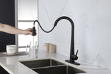 ZNTS Black Kitchen Faucets with Pull Down Sprayer, Kitchen Sink Faucet with Pull Out Sprayer, Fingerprint K-4012-MB