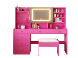 Barbie pink particle board, tempered glass top, linen-finished triamcinol finish, 5-drawer dressing 95995361