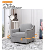 360 Degree Swivel Armchair Cotton linen skin-friendly fabric Ergonomic design Brass nail decorative W2113127543