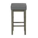 Transitional Gray Faux Leather Seat 29-inch Pub Height Stools Set of 2, Antique Gray Finish Solid B011P232131
