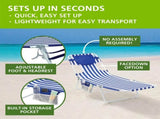 Face-Down Folding Beach Lounger with Backpack Straps, Blue & White Stripe 73264804