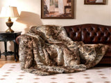 Coffee 760GSM Faux Raccoon Fur Throw Blanket 60"x80" Double-Sided Soft Micro-Mink Lined Blanket 03199611