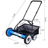 20-Inch 5-Blade Push Reel Lawn Mower with Grass Catcher, 4 WHEELS BLUE COLOR 63959665