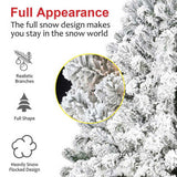 5FT Flocked Christmas Tree Artificial Snowy Holiday Tree with 407 Tips, Full Shape PVC, Sturdy 77059771