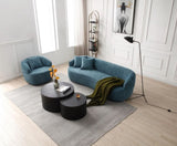 360&deg Swivel Mid Century Modern Curved Sofa, 1-Seat Cloud couch Boucle sofa Fabric Couch, Blue W87691482