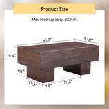 Modern Simple Walnut Colored Texture Sticker MDF Coffee Table - 43.3"x21.6"x17.2" Practical W1151P230543