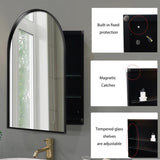 24x36 Inch Arched Recessed Medicine Cabinet, Metal Framed Bathroom Wall Cabinet with Mirror and W1435P182919