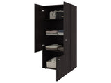 Armoire, 3 Doors, 3 Shelves, Walnut / Black Wengue B097P369450