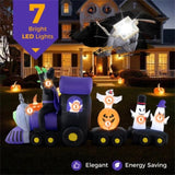 8.2ft Halloween Inflatable Train - Witch, 4 Ghosts & Pumpkin Design, 7 LED Lights 48309737