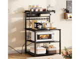 Kitchen Bakers Rack with Power Outlet, 4.6ft Cable, 23.6" Wide with Sturdy X-Shaped Support, 8 77488064