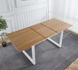 oak color,Square Extendable Dining Table with metal leg,Modern Space Saving Kitchen Table for Living W234P282510