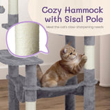 ZNTS 57 inch Cat Tree Cat Tower for Indoor Cats, Cat House with Padded Platform Bed, Toy Balls, Large 42828232