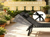 Black 2 Folding Chaise Lounge Pool Chairs for Poolside Tanning, Pillow, Breathable Mesh 82103397