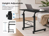 Adjustable Rolling Laptop Table with Steel Frame, Black, 31.50 x 18.11 in, Adjustable Height 36520420