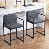 Set of 2,Modern Upholstered Counter Height Bar Stool with Armrests, Metal Frame and Padded Seat, W1901P225274
