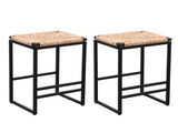 Set of 2 Water Hyacinth Woven Bar Stools for Kitchen Counter Water Hyacinth Grass Backless Barstools W1757104744