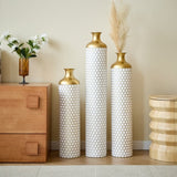 Floor metal vase modern style decoration droplet shaped white metal vase 3-piece set gorgeous W2796P290480