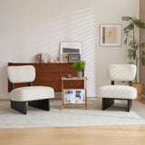Modern Beige Lounge Chair with Polyester Upholstery, Sturdy Black Wood Base, Minimalist N767P241702B