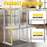 Double Overshelf 2 Tier Stainless Steel Shelf 12 x 36 Inch, Weight Capacity 330lb for Prep & Work W1192P301315